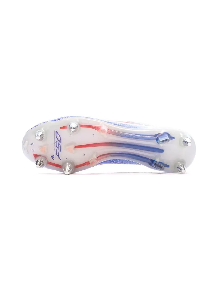 Chaussures de Foot Blanc/Bleu Adidas F50 Elite SG 6