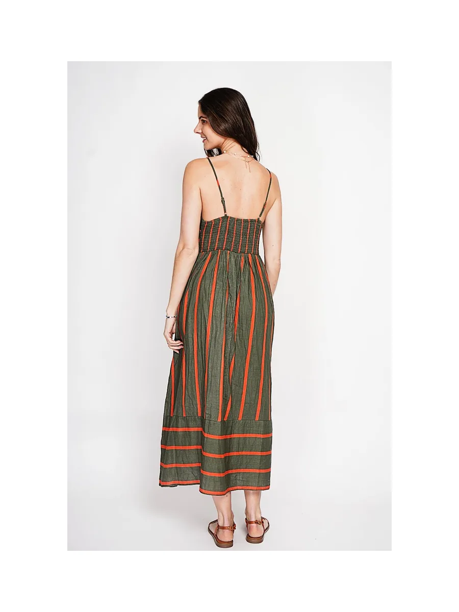 Robe Longue d'Été à Bretelles Rayée 8