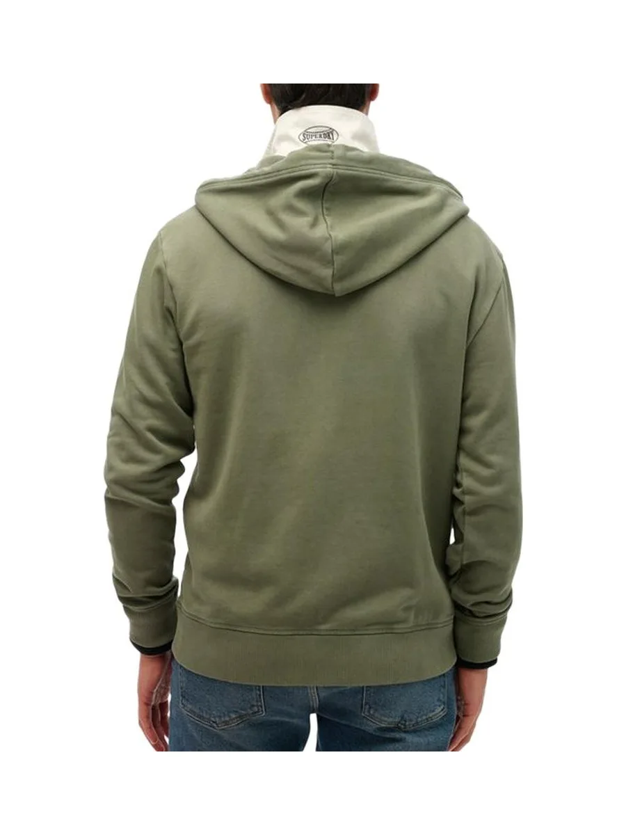 Sweat Zippé Kaki Homme Superdry Essential Washed Ziphood 3