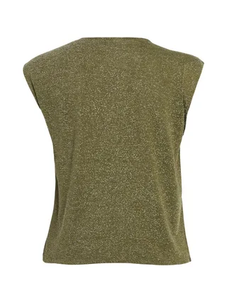 Top pailleté kaki femme VILA neck 2