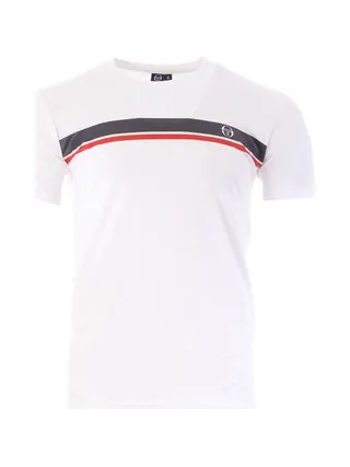 T-shirt Blanc/Marine Homme Sergio Tacchini Stripe A 1