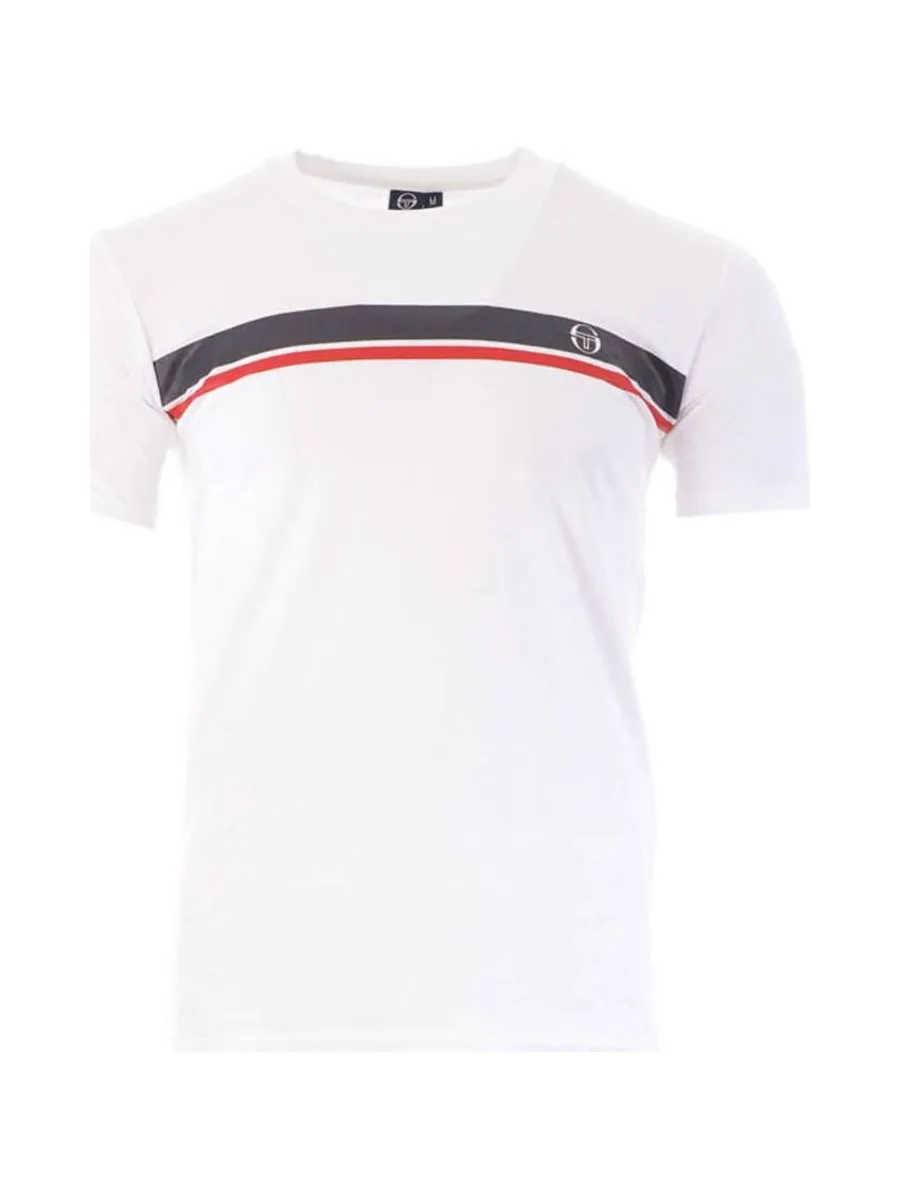 T-shirt Blanc/Marine Homme Sergio Tacchini Stripe A 2