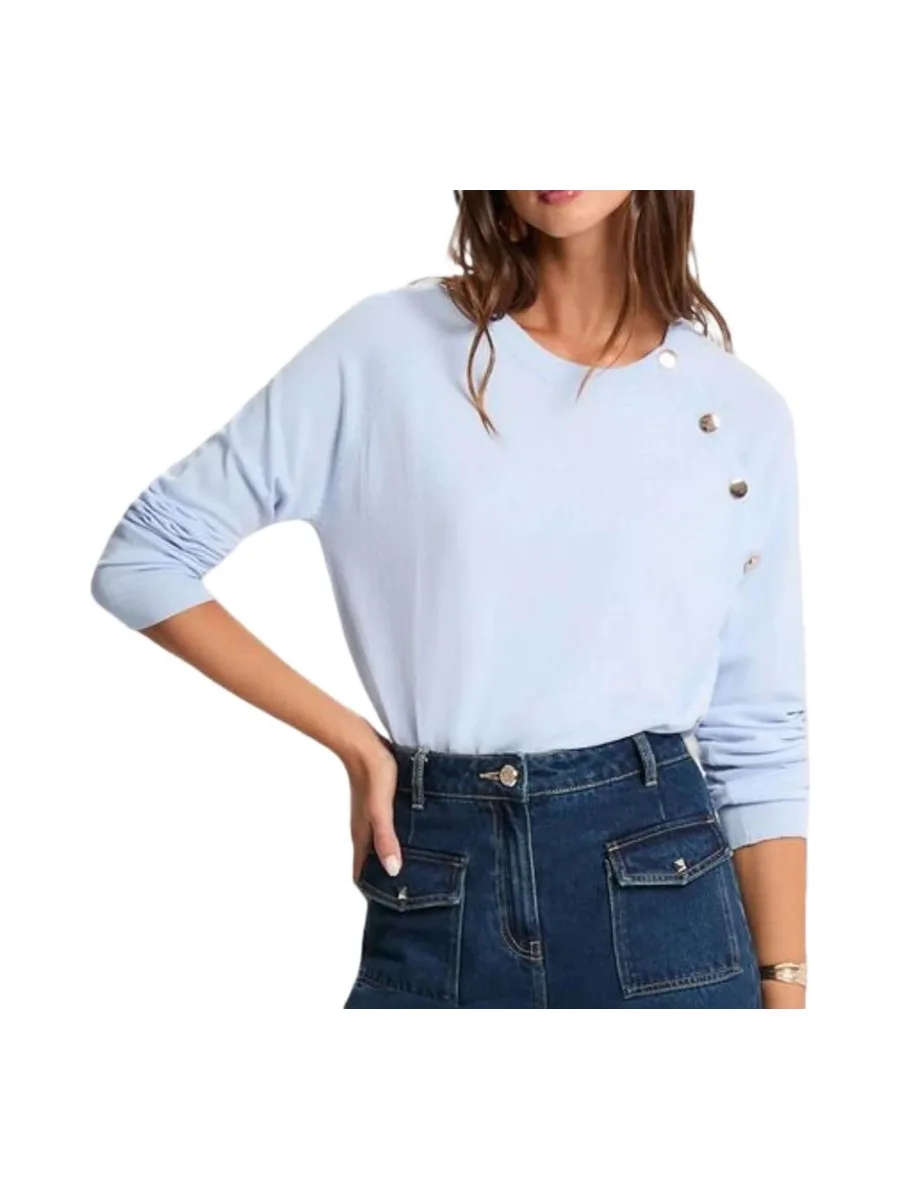 Pull Bleu Femme Morgan Boutons 2