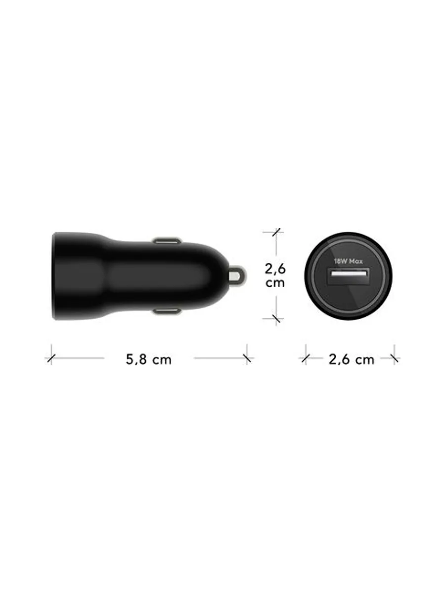 re-charge Car Charger USB-A 18W BLK 5