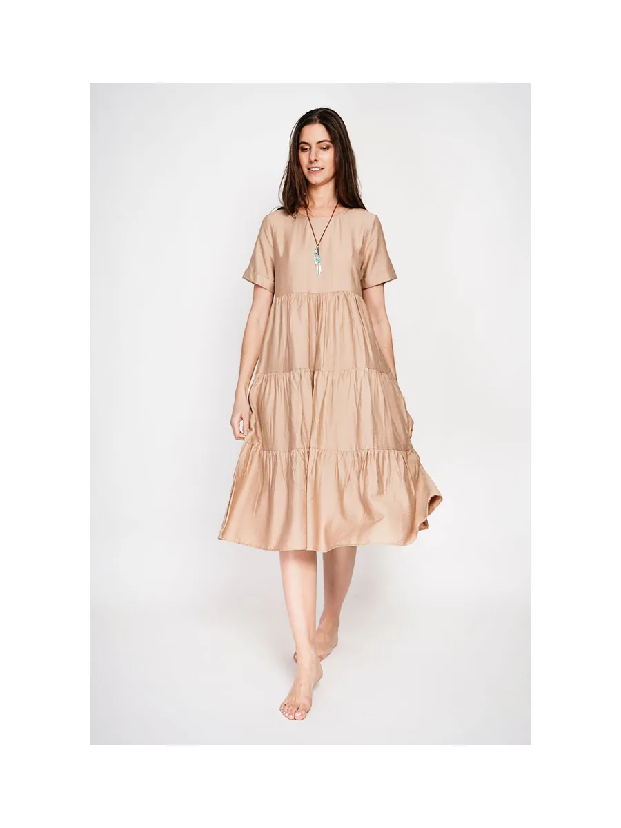 Robe longue coupe babydoll à manches courtes 6