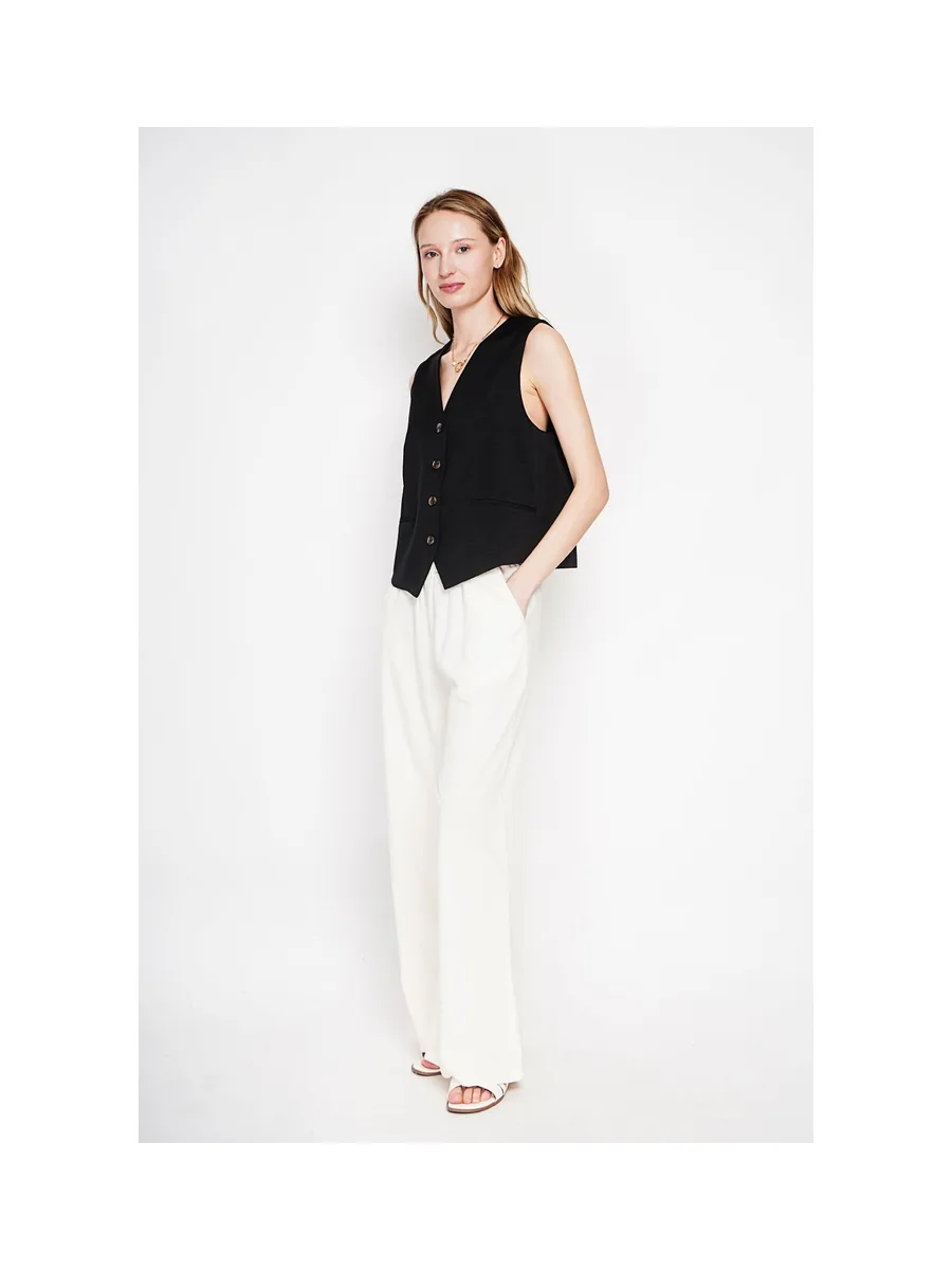 Gilet de costume court sans manches en lin doublé 13