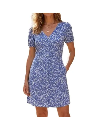 Robe Bleu/Blanche à fleurs Femme Only Nova 1