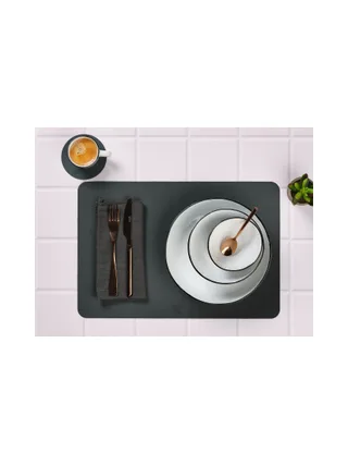 Sous-verre rond réversible - 6 pièces - Cuir recyclé blanc crème et vert de gris 13