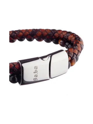 Bracelet Vanves - cuir et pierres naturelles 3