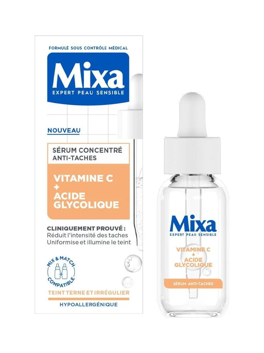 Sérum Concentré Anti-Taches Vitamine C + Acide Glycolique Mixa Expert Peau Sensible 2