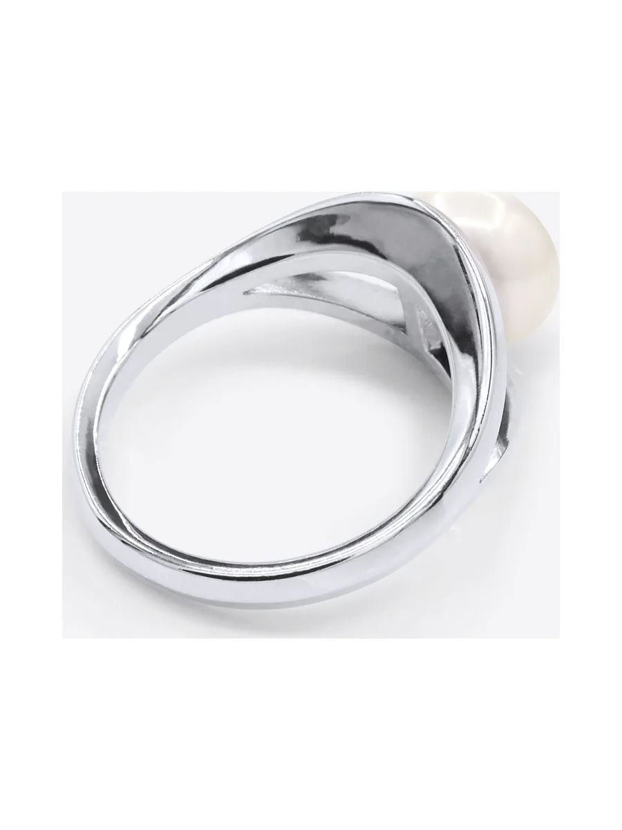 Bague Jonc Véritable Perle d'Eau Douce Bouton 8-9 mm — Argent 925 Millièmes Rhodié 6