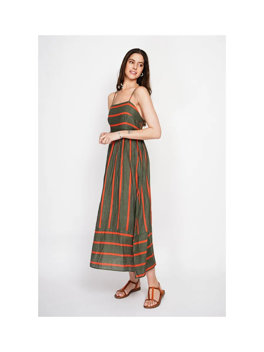 Robe Longue d'Été à Bretelles Rayée 5