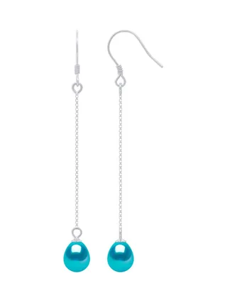 Boucles d'Oreilles Pendantes Véritables Perles d'Eau Douce Poires 7-8 mm — Argent 925 Millièmes 1
