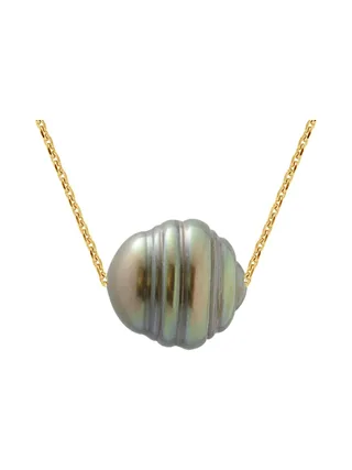 Collier Véritable Perle de Tahiti Cerclée 11-12 mm — Or Jaune 375 Millièmes — 42 cm 1