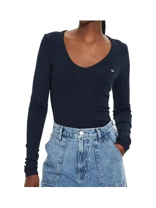 T-shirt Manches Longues Marine Femme Tommy Hilfiger Essential 1