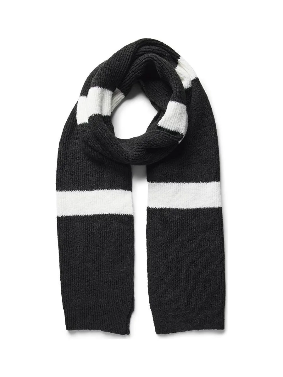 Echarpe Rayure Blanche/Noire Femme Pieces Sana Scarf 2