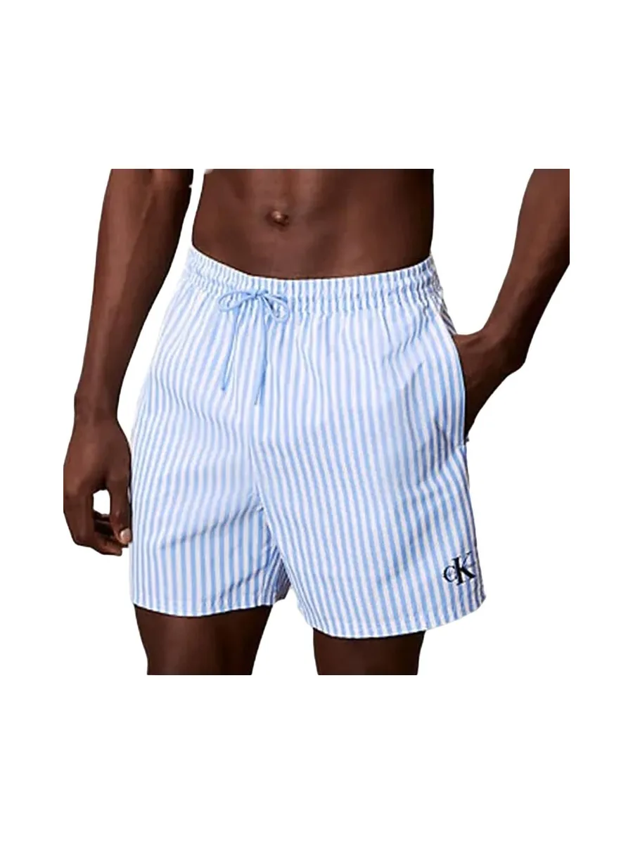 Short de bain Bleu/Blanc Homme Calvin Klein Jeans Drawstrings 2