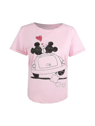 T-Shirt Rose Femme Disney Mickey & Minnie Hearts 2
