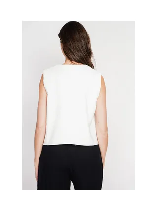 Gilet de costume court sans manches en lin doublé 4
