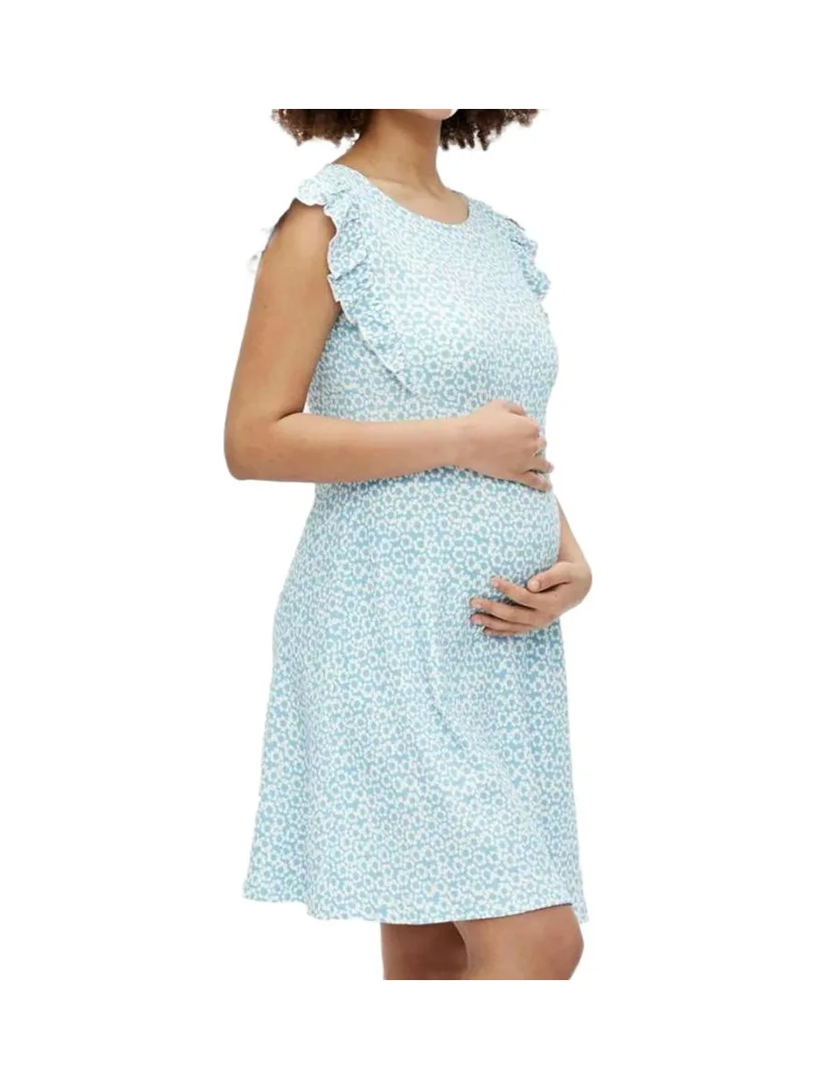 Robe de Grossesse Bleu Femme Mamalicious Flora 1
