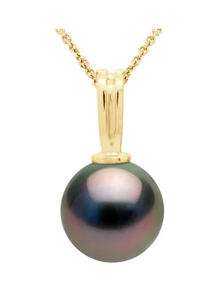 Pendentif Bélière Articulée Véritable Perle de Tahiti Ronde 10-11 mm — Or Jaune 375 Millièmes 1