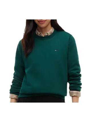 Sweat Vert Femme Tommy Hilfiger Flag Crew1 1