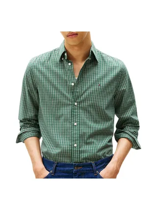 Chemise Verte à carreaux Homme Tommy Hilfiger Flex Poplin 1