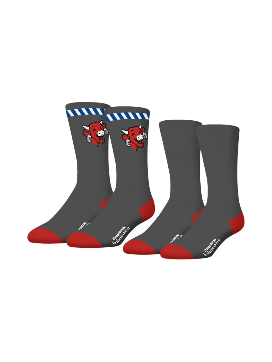 x2 Paires de Chaussettes Rouge/Gris Freegun La Vache qui Rit 2