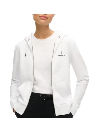 Sweat Blanc Femme Superdry Plain Zip Hood 1