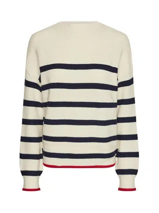 Pull Écru/Marine Femme Pieces Mock Neck Knit 1