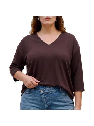 T-Shirt Marron Femme Vero Moda Ckanva 3/4 1