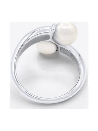 Bague Toi & Moi Véritables Perles d'Eau Douce Rondes 9-10 mm — Argent 925 Millièmes Rhodié 5