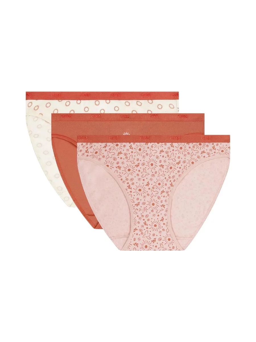 X3 Culottes Terracotta/Ecru Femme Dim Les Pockets Coton 1