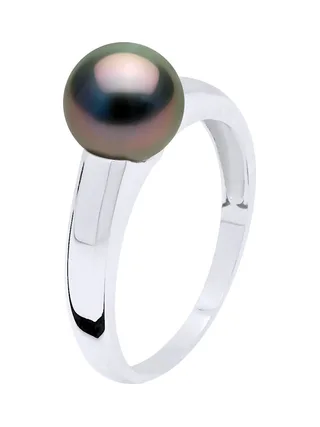 Bague Jonc Véritable Perle de Tahiti Ronde 7-8 mm — Argent 925 Millièmes Rhodié 3