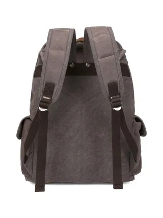 BILL - Sac à dos en cuir véritable et toile enduite - Bleu 21