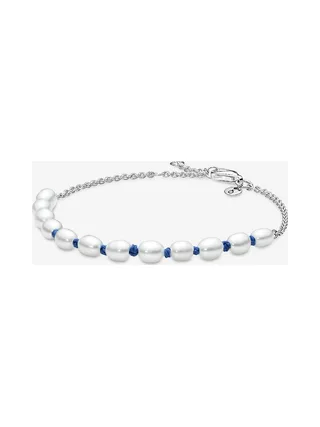 Pandora - Bracelet chaîne Treated Freshwater Cultured Pearl Cord bleu 1