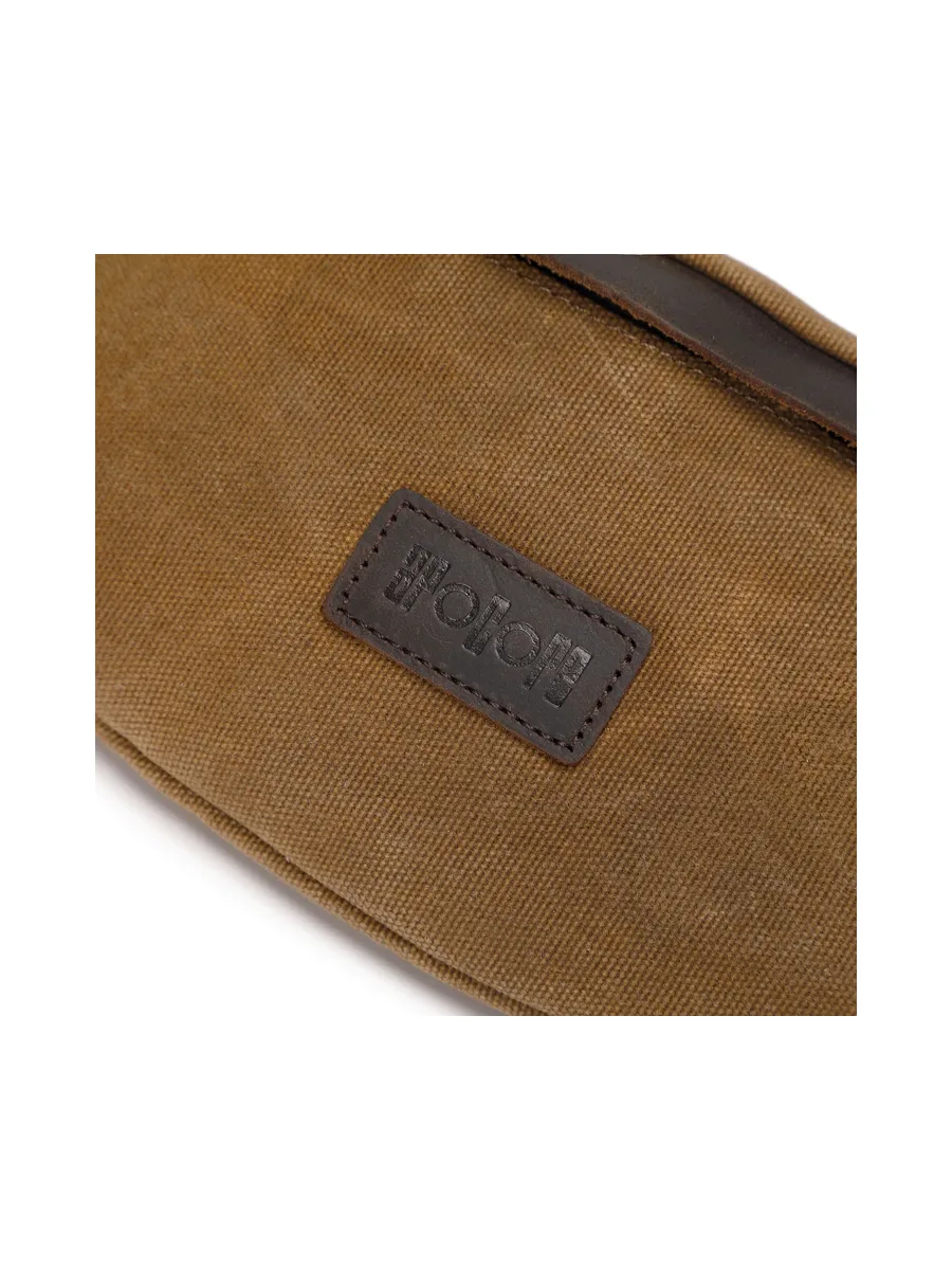 FLO - Sac banane en cuir véritable et toile enduite - Bleu 15