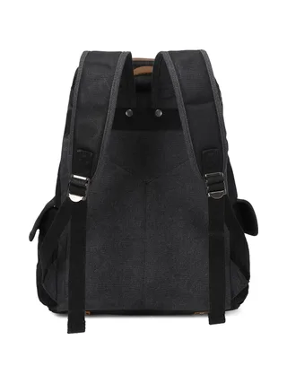 BILL - Sac à dos en cuir véritable et toile enduite - Bleu 29