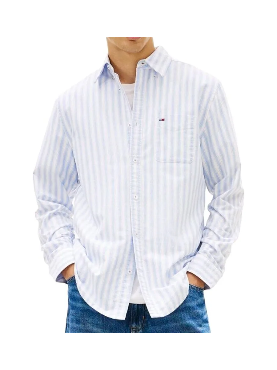 Chemise Bleu/Beige Homme Tommy Hilfiger Tjm Reg Stripe 2
