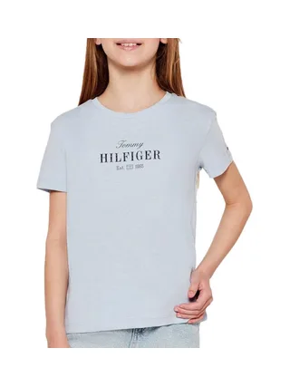 T-Shirt Bleu Clair Fille Tommy Hilfiger Script 1