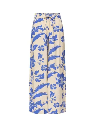 Pantalon fluide Imprimé Beige/Bleu Femme JDY Life Palazzo 1