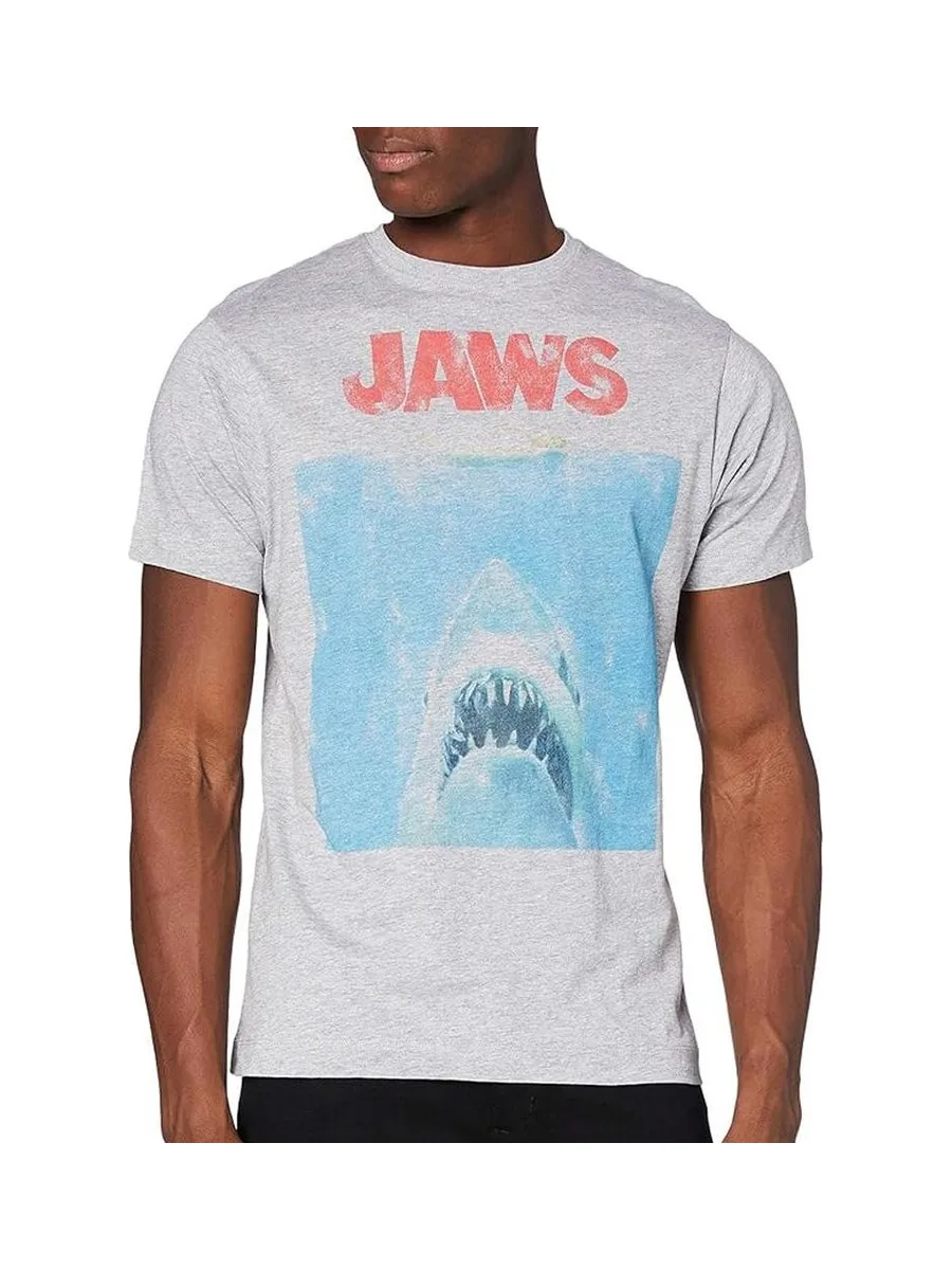 T-Shirt Gris Homme Jaws Movie Poster 2