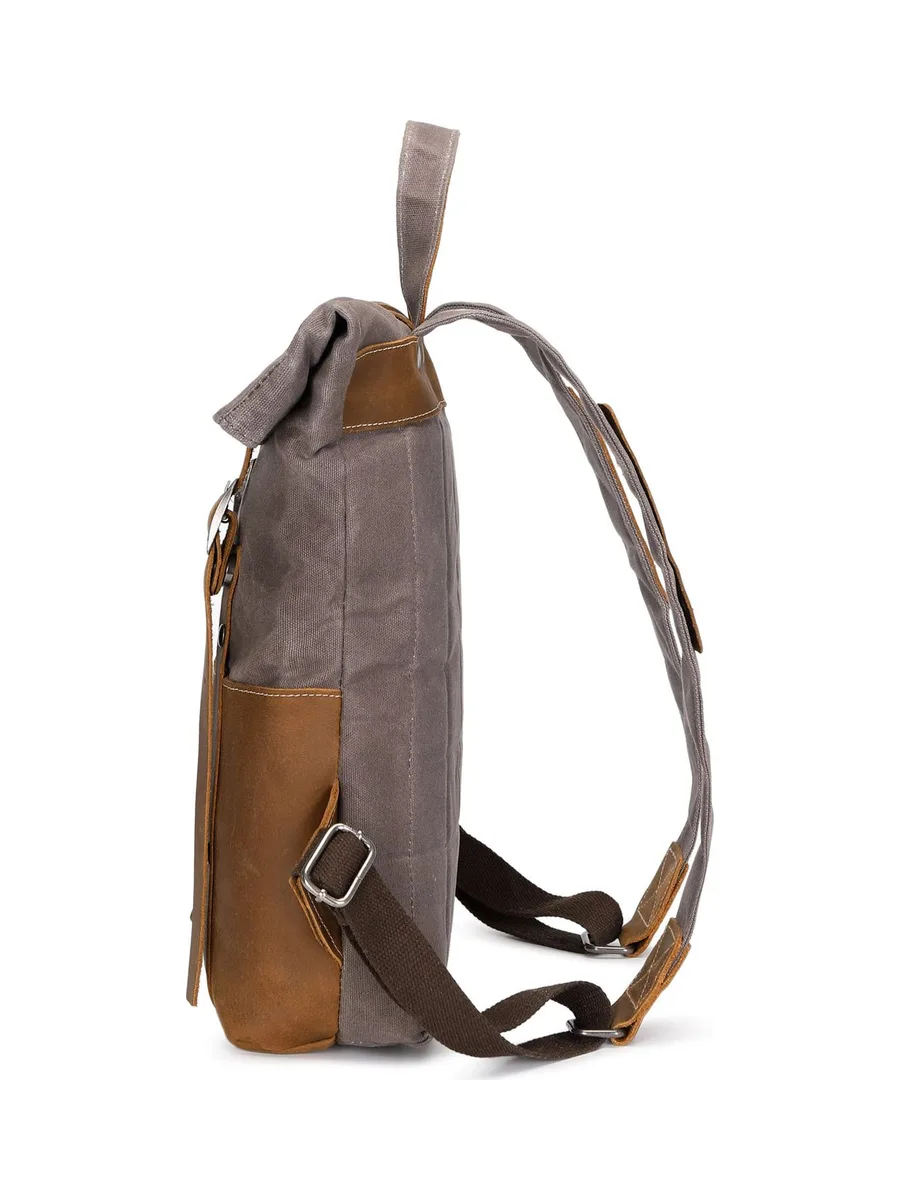 NES - Sac à dos en cuir véritable et toile enduite - Bleu 51