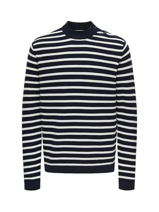 Pull Marine /Blanc Homme Only & Sons Walder 1