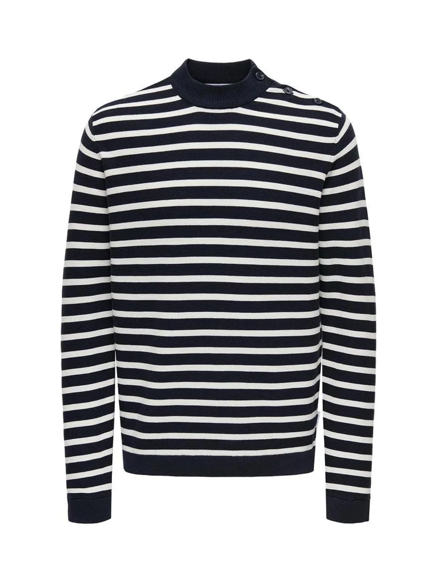 Pull Marine /Blanc Homme Only & Sons Walder 2