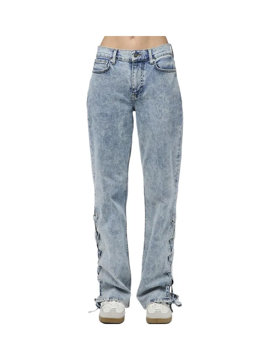 Jean Droit Bleu Femme Pieces Fenda 2