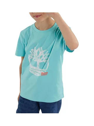 T-shirt Turquoise Garçon Timberland T60087 1