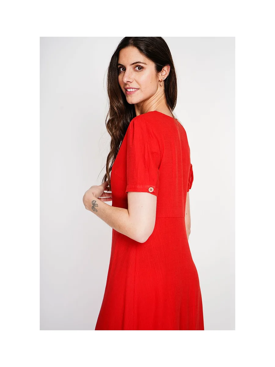 Robe longue boutonnée devant à manche court 16
