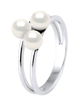 Bague Talisman Véritables Perles de Culture d'Eau Douce Boutons 5-6 mm — Argent 925 Millièmes Rhodié 1