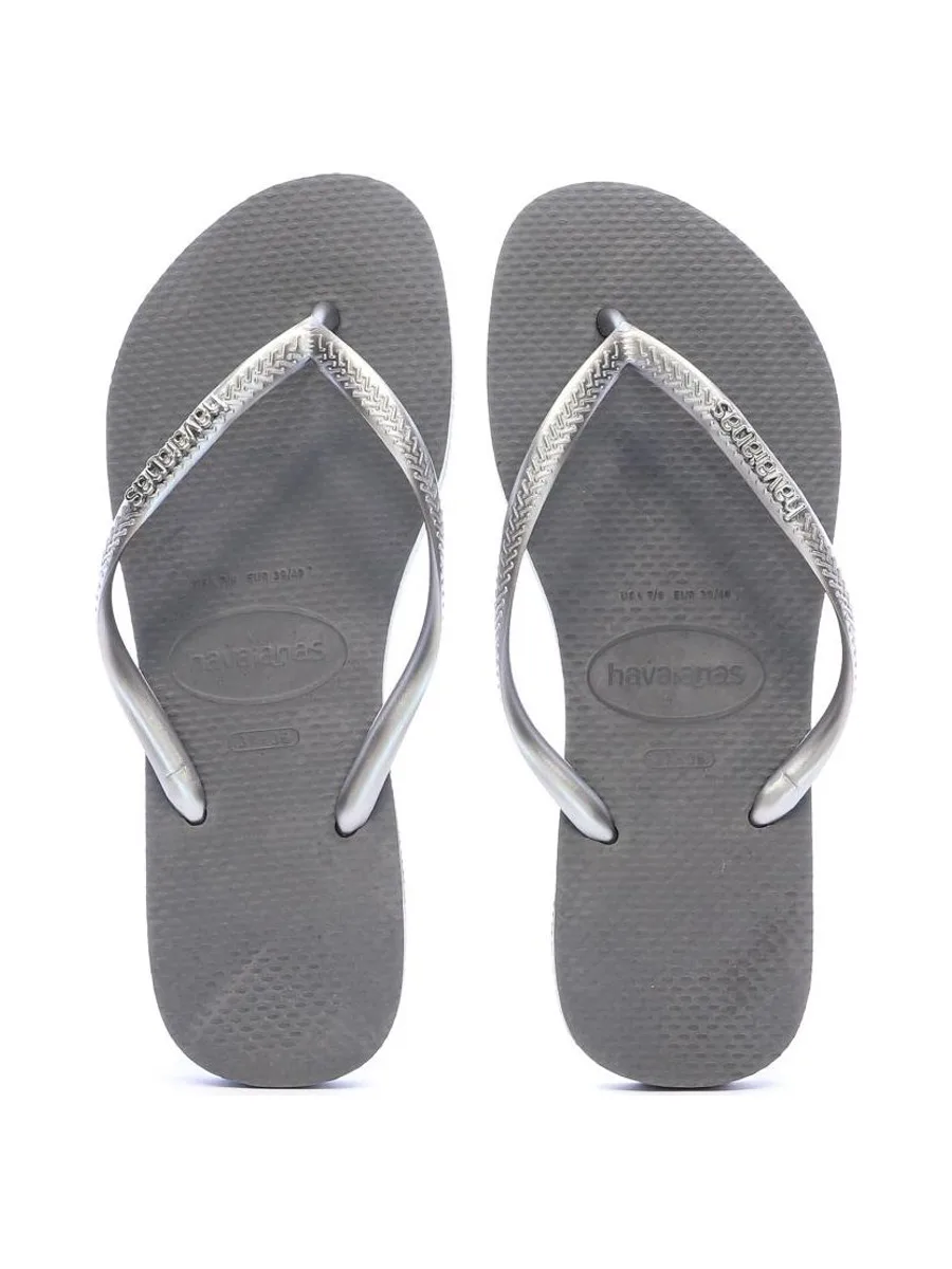 Tongs Gris Femme Havaianas Slim Logo Infradito 4